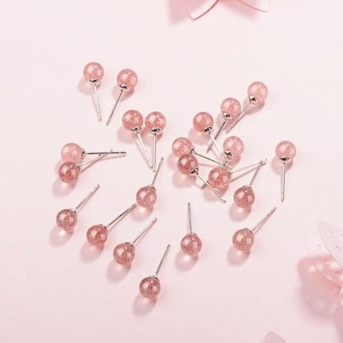 Strawberry Crystal Small Studs Female Temperament Korean Personality Simple A Hundred Tricks Peach Ear Jewelry 925 silver