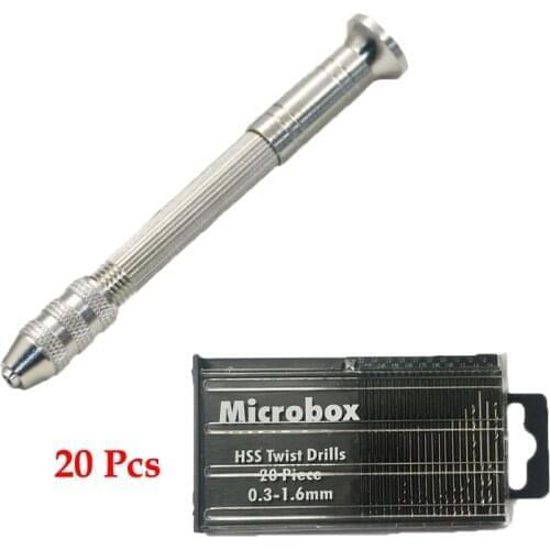 Mini Micro Aluminum Hand Drill With Keyless Chuck +0.3-3MM Twist Drill Bit Woodworking Drilling Rotary Tools