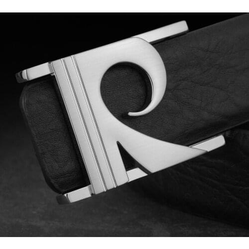 High Quality R letter belt men genuine leather designer Black Waist Strap Casual cowskin full grain leather cintos masculinos