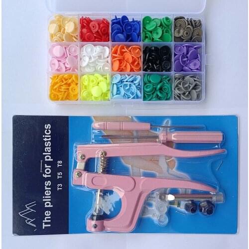 150/240/360Set Plastic Snap Buttons With Quality Metal Pink/Blue Press Plier Tools For DIY Sewing Baby Clothes Raincoat File Bag