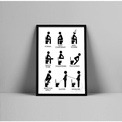 Wall Art Canvas Painting Funny Restroom Rules Sign Nordic Black White Poster Prints Toilet Humour Pictures Bathroom Home Decor