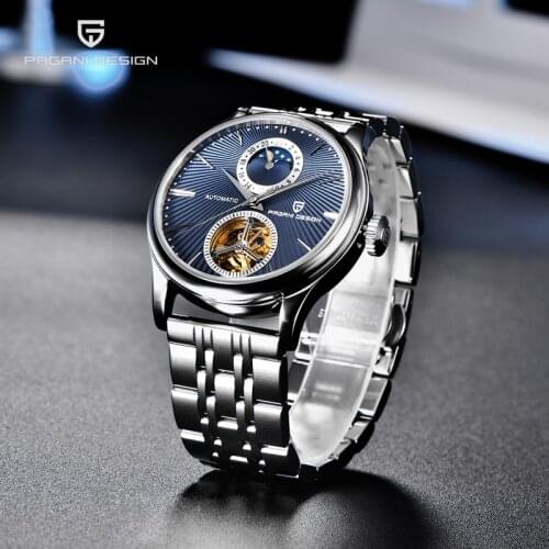 Pagani Design Luxury brand Mens Watches Stainless Steel Skeleton Mechanical Wristwatch male waterproof montre homme automatique