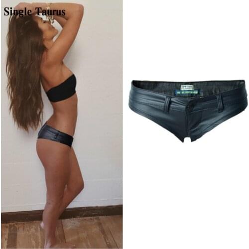 Europe America Nightclub Sexy Shorts Women PU Leather Black Pole Dance Pantalones Cortos Mujer Low Waist Push Up Shorts Mujer