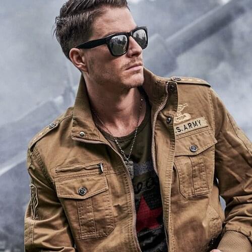 6XL Tactics Jacket Men 100%Cotton Casual Jackets Coats Male 2021 Spring Autumn Outerwear Slim Fit Stand Collar Windbreaker