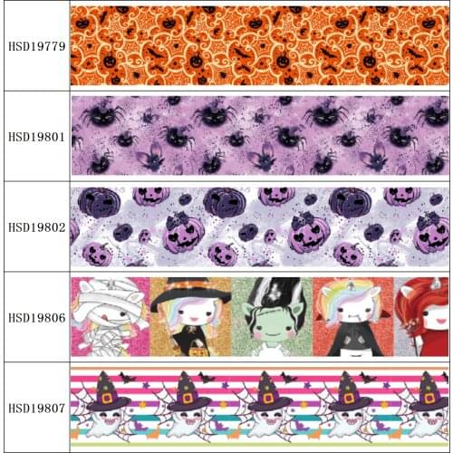 22MM 25MM 38MM 50MM 75mm Printed Pattern Halloween on Grosgrain Ribbon for diy ribbon