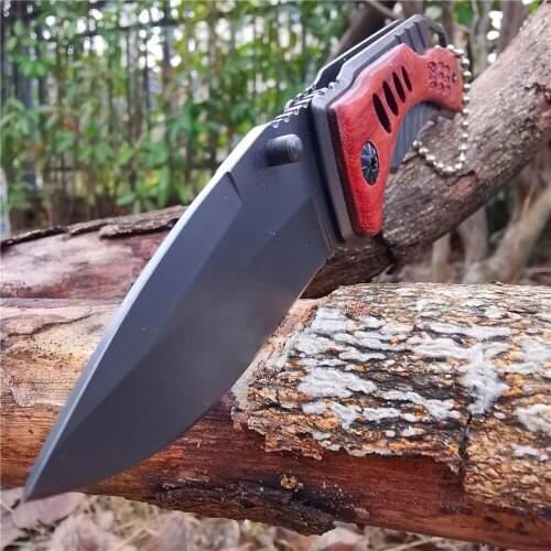 6.1 Inch Folding Knife, Sharp Stainless Steel Blade, Wooden Insert Handle, Exquisite Pocket Knife, Outdoor Camping Tool Knife