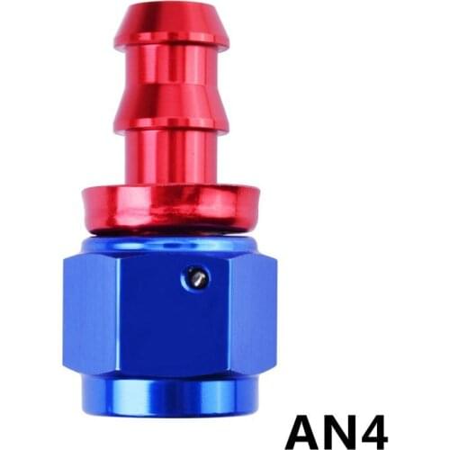 SPEEDWOW AN4 Oil Fuel Push-On Fittings Anoized Aluminum Adapter 0 45 90 180 Degree Hose End Oil Cooler Connection Red-blue
