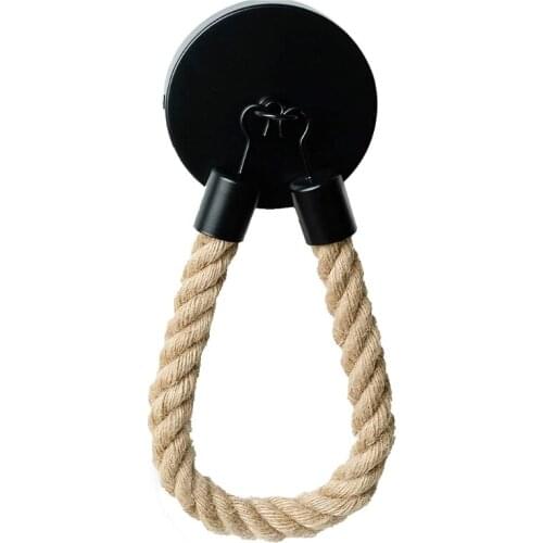 T21D Toilet Roll Holder Retro Kitchen Wall Mounted Roll Paper Jute Rope Holder Rack