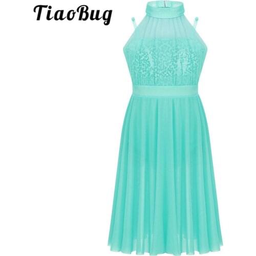 TiaoBug Kids Sequined Performance Dancewear Gymnastics Leotard Girls Tulle Ballet Figure Skating Dress Lyrical Dance Costumes