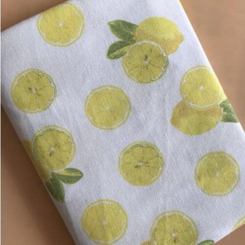 Cotton Linen Printed Fabric Patchwork Sewing Canvas Fabric DIY Quilting Material Lemon Printed Linen Cotton Fabric For Textile