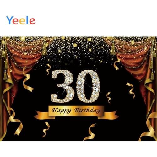 Red Curtain Gold Dots 30th Birthday Party Shiny Custom Vinyl Backdrop Photography Background For Photo Studio Photophone Shoot