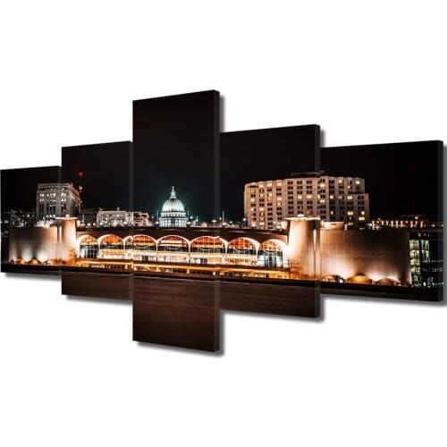 Wisconsin Winter Night View 5 pieces DIY 5d Diamond Painting Diamond Embroidery Cross Stitch Needlework Wall Art A2255