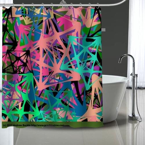 Pattern Custom Pattern Polyester Bath curtain Waterproof Shower Curtains Geometric Bath Screen Printed Curtain for Bathroom