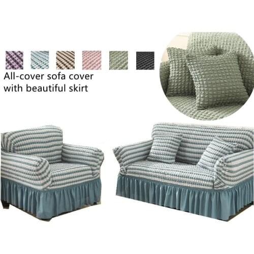 2021 New Sofa chaise loung furniture protector in living room decoration 1/2/3/4 seater size Elastic couch armchair cover skirt
