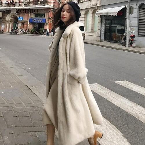 Women 2020 Winter Faux Fur Coat Female Fluffy Furry Thick Warm Overcoat Ladies Imitation Mink Fur Outerwear Plus Size 6XL