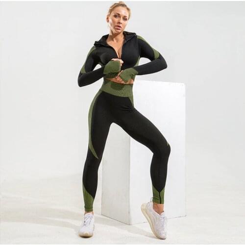 Women seamless yoga suits workout sportwear crop padded top high waist running leggings gym yoga sets