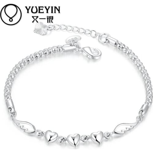 Silver plated charm bracelet Female bangles silver-plating jewelry bracelet pulseras Free Shipping flower shape bracelet