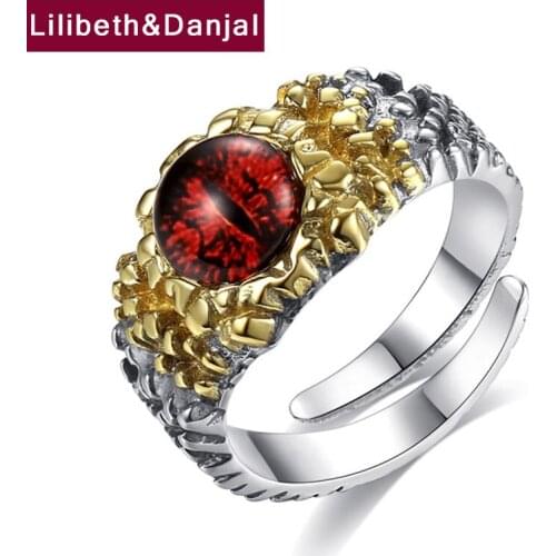 Demon Dragon Eye Adjustable Finger Ring Real 925 Sterling Silver Fashion Vintage Fine Jewelry Women Men 2021 Free Shipping R8
