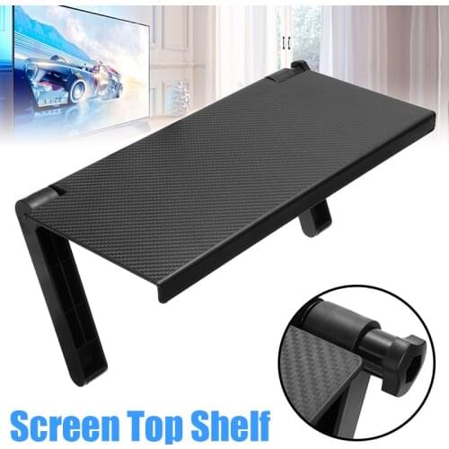 1PC Black TV Storage Rack Screen Caddy ABS Screen TOP Shelf Desktop Adjustable Stands Storaging Tool