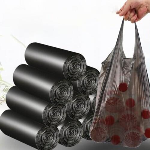 100pcs Large Garbage Carrier Disposable Black Plastic Bags Handbags Goods for Kitchen and Household Out Litter