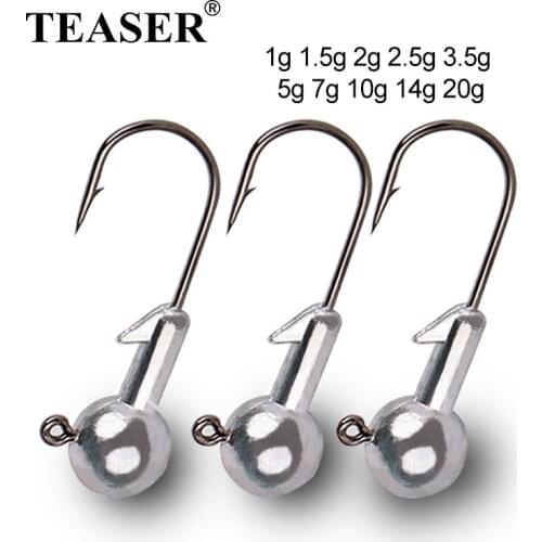 1g 1.5g 2g 2.5g 3.5g 5g 7g 10g 14g 20g Crank Lead Head Jig Lure Hook Hard Bait Soft Worm Jig Fishing Hook Pike Fish Accessories