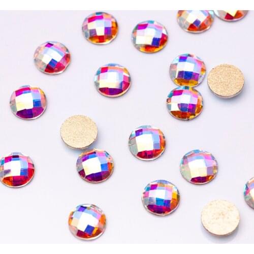 20pcs Round 6mm 8mm Glass Nails stud Crystal and AB Rhinestones Chessboard Circle Strass beauty dismond for Garment Nail art