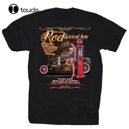 2019 New Brand Cheap Sale 100 % Cotton Rat Rod T-Shirt Usa Sexy Pin Up Usa Route 66 Full Service Gtr Car Fans T Shirt