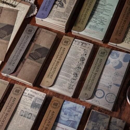 60 Pcs/set Antique Bookstore Series Memo Pad Diary Stationary Flakes Scrapbook Decorative Retro Old Book Material Message Paper