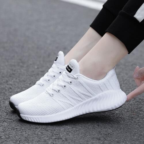 Baasploa White Knit Casual Running Shoes Non-Slip Wear-Resistant Soft Jogging Tennis Plus Size 35-41 Walking Shoes For Woman