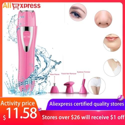 4 In 1 Shaver Women Face Facial Body Hair Removal Lady Epilator Female Shaving Machine Electric Trimmer Razor For Eyebrow Nose