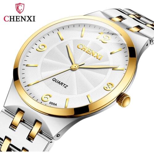 CHENXI Fashion Men And Women New Arrive Couples Watches Full Steel Simple Casual Waterproof Sport Quartz Ladies Wristwatch 055