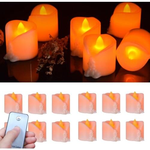 Remote Controlled 12pcs Electric Candles Flicker LED Tea Light Battery Operated Night Lamp Flameless Bougie electrique Decors