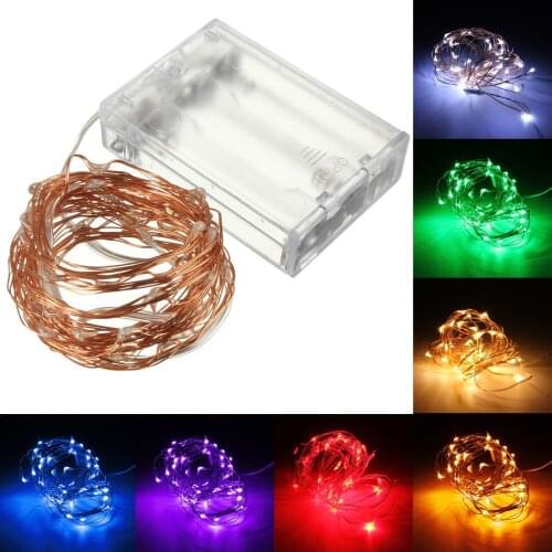 Jiguoor 10M 100 Leds Copper Wire AA Battery Operated Christmas Wedding Party Decoration LED String Fairy Lights