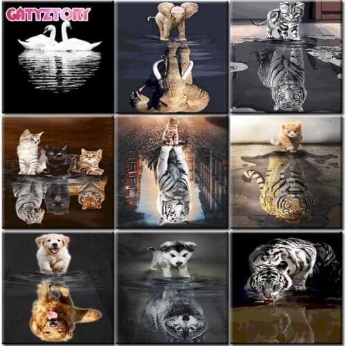 GATYZTORY Frame Cute Dog Picture DIY Painting By Numbers Animals Modern Wall Art Picture Acrylic Paint On Canvas