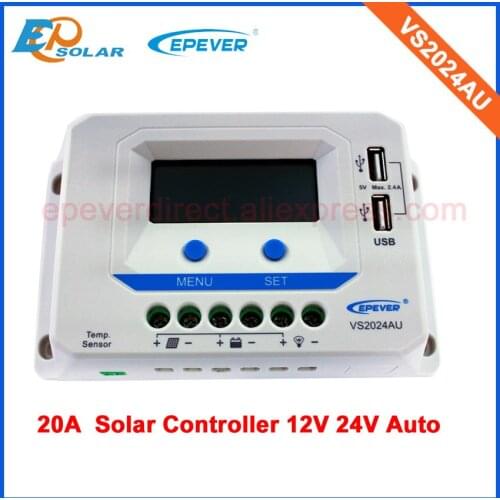EPsolar LCD display Screen Controller 20A VS2024AU 12V 24V auto type solar pwm system portable regulator free shipping