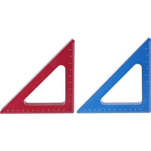 Triangle Solid Aluminum Alloy Right Angle Ruler Carpenter Woodworking Square with Inch Metric Scale 14*14*1.6cm