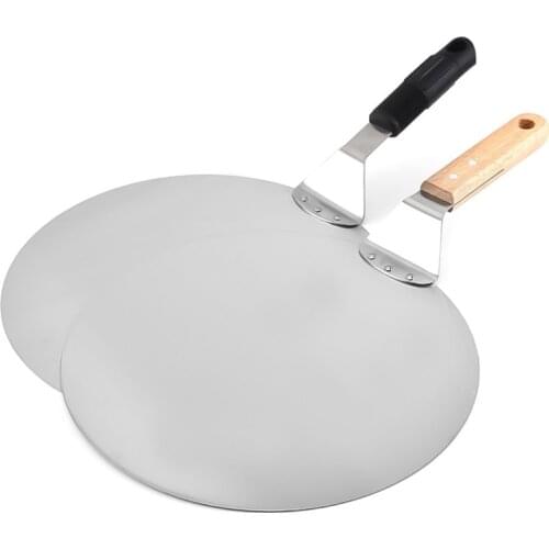 Pizza Shovel With Long Wooden Handle Spatula For Oven Pizza Shovel Pizza Paddle Cake Baking Stainless Steel Tool 10/12inch