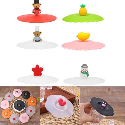 Cartoon Snowman Lid Coffee Mug Silicone Cup Cover Dustproof Leakproof Tea Coffee Claer Silicone Cup Cover Leak Proof