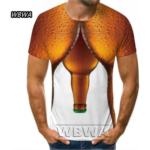 3D T shirt Mens Casual Tee shirts Funny Beer Print T-shirt Men Summer style Party tops Couple Elasticity t shirt Street Wear
