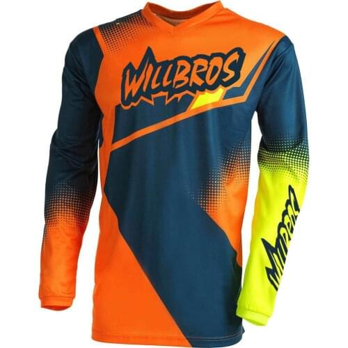 MX Dirt Bike Jersey Willbros Element Long Sleeve Mountain Bicycle Offroad Summer T-shirt Orange Blue Mens