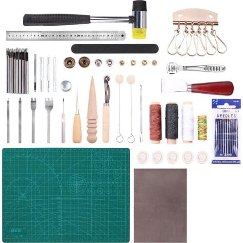 Cost-effective combination Leather Craft Sewing Punch Tool Kit Set Cutter Carving Working Stitching Leather craft Tool Sets