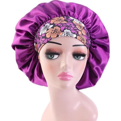 New Soft Satin Bonnet Women Elastic Wide Band Night Sleep Hat Chemo Caps Hair Loss Cover Fashion Head Wrap Hair Beauty Hair Care