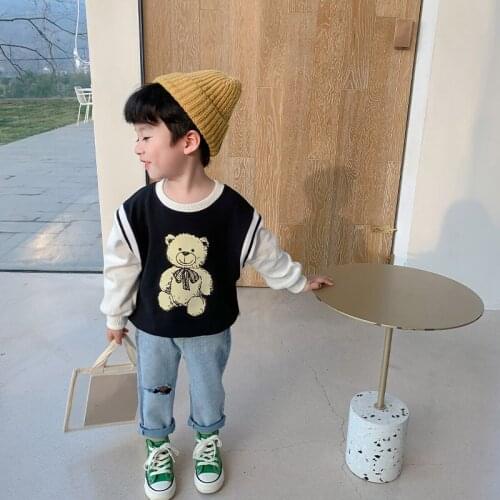 New Bear Spring Autumn Boys Sweatshirts Jacket Coat Kids Overcoat Outwear Teenager Tops Children Clothes Plus Size Cotton 2021