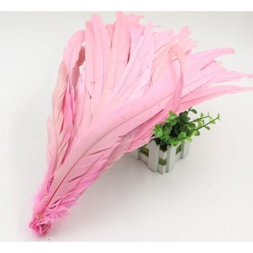 Rooster tail feather Pink Colors DIY feather clothing jewelry accessories / wedding Party supplies performance necessary 25-30cm