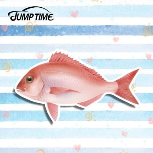 Jump Time 13cm x 7.5cm Red Carp Fishing Car Stickers Laptop Window Vinyl 3D Car Styling Motorcycle Decals Car Accessories