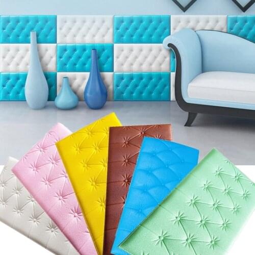 Self-adhesive 3D Three-dimensional Wall Stickers Thicken Tatami Anti-collision Wall Mat Childrens Bedroom Bed Soft Cushion Pad