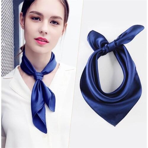 100% Mulberry Silk Scarf Small Aquare Solid Scarves For Women Girls Multifunctional Hairbands 53X53CM