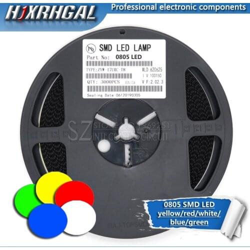 1Reel 3000pcs 0805 SMD LED diodes light yellow red green blue White new and original hjxrhgal