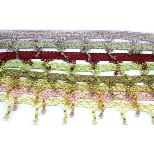 ZGTGLAD 1m Cloth Curtain Sewing Tassel Fringe Trim Tassel Crystal bead Lace Accessories Curtain Home DIY Decoration Supplies