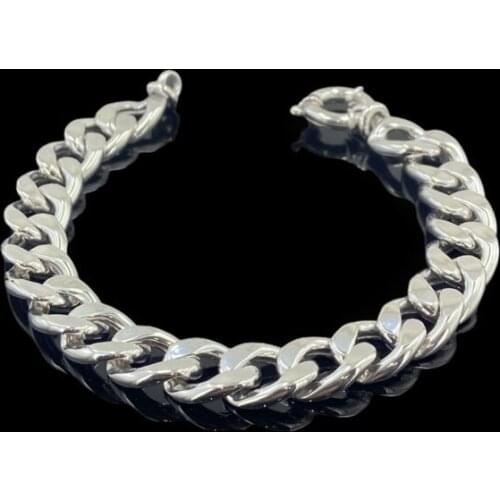 Italian Thick 314cc 10 mm Solid Sterling Sports 925 Silver Bracelet